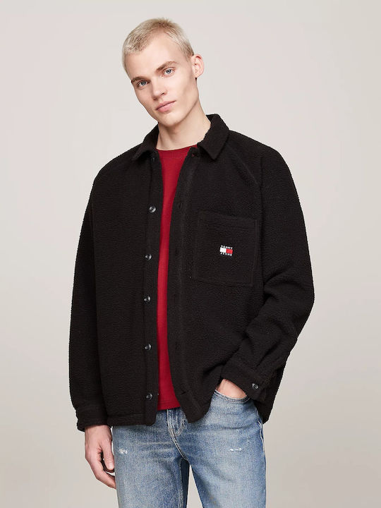 Ανδρική Ζακέτα Fleece με Κουμπιά Μαύρη