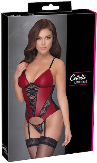 Cottelli Collection Sexy Σετ Εσωρούχων με Δαντέλα & Ζαρτιέρες Μπορντό