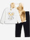 Kinder-Set mit Leggings Winter 3Stück Ecru