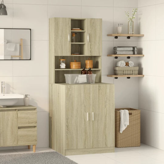 vidaXL Wall Hung Cabinet Bathroom Column Cabinet for Washing Machine Sonoma