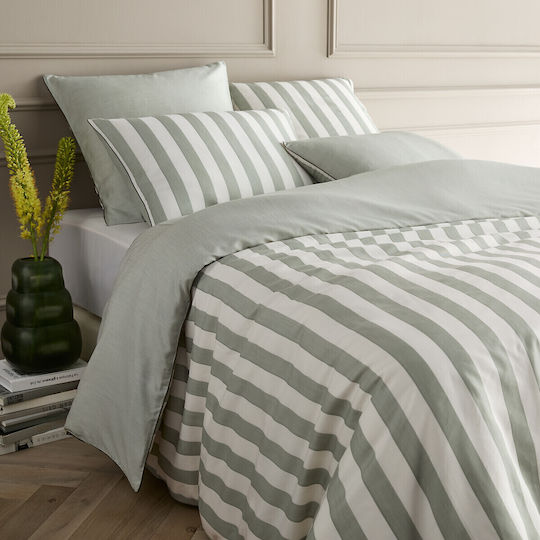Am.Pm Bleuenna Bettbezug-Set 140x200 cm Einzelbett mit Kissenbezug Gestreift
