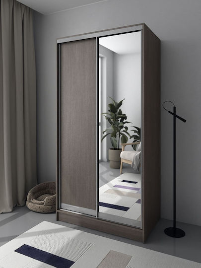 Kendall Δίφυλλη Ντουλάπα Συρόμενη με Καθρέπτη 100x60x200cm
