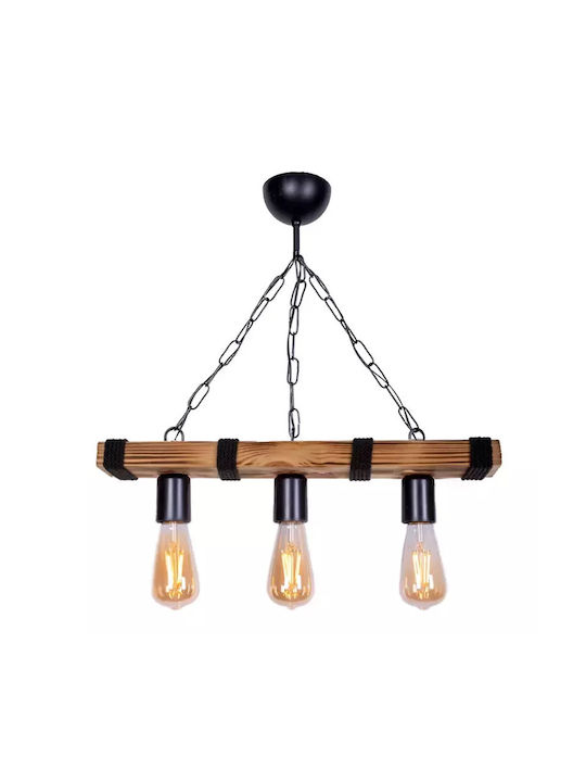 Martin Dafni Pendant Light Three-Light with Rope for Socket E27 Black