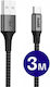 Buddi USB 2.0 Cable USB-C male - USB-A 12W Μαύρο 3m 122426