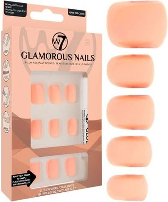 Set unghii false W7 Glamorous Nails Apricot Glow 24 bucăți cu lipici inclus
