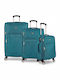Playbags Fabric Petrol Suitcases With 4 Wheels Set Of 3 Pieces