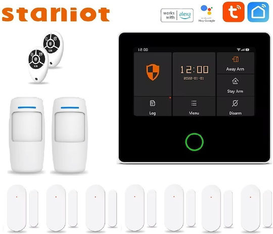 Staniot Wireless Alarm System with 2 Motion Detectors , 7 Door Sensors and 2 Remotes (Wi-Fi)