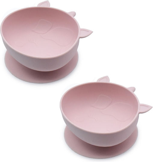 Melii Baby Food Bowl made of Silicone Pink Unicorn 2pcs