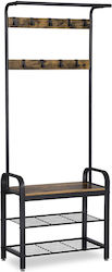 Leobert Floor Garment Rack made of Wood Black