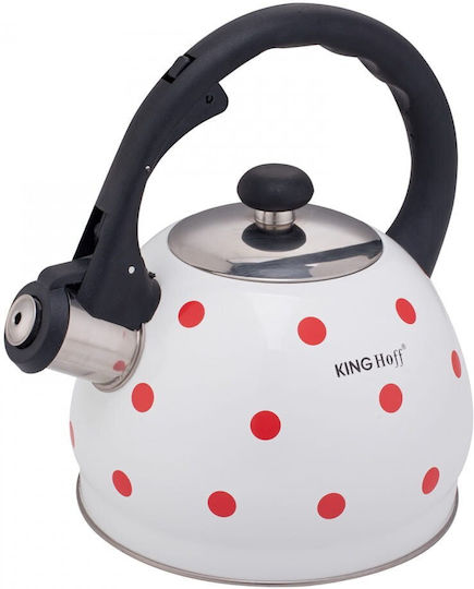 KING Hoff Dots Teekanne Rostfreier Stahl Weiß 2000ml