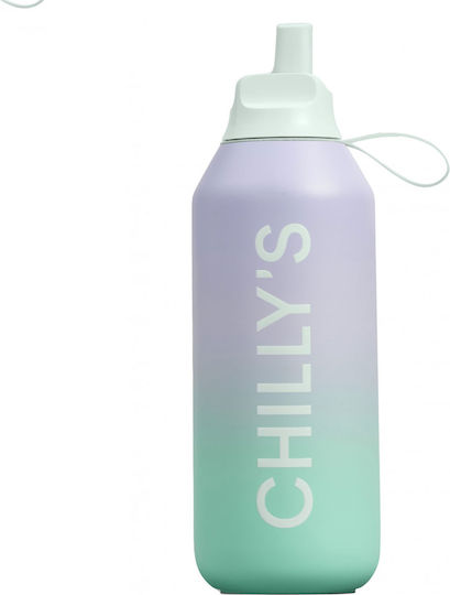 Chilly's Series 2 Flip Stainless Steel Thermos Bottle BPA Free 500ml Series with Straw