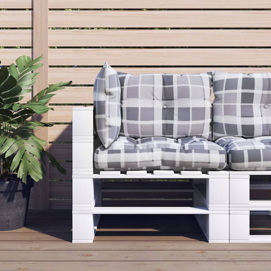 vidaXL Waterproof Bench Cushion for Pallet with Backrest Grey Checkered 3 Pieces