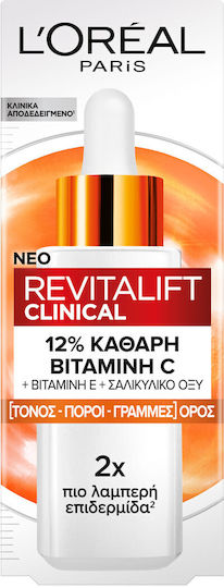 L'Oreal Paris Revitalift Clinical Feuchtigkeitsspendend & Anti-Aging Serum Gesicht mit Vitamin C & Vitamin E für Entgiftung & Strahlkraft 30ml