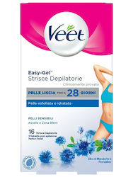 Veet Easy Gel Benzi de Epilat pentru Zona Bikini pentru Piele Sensibilă Ciorapi și bikini 16buc