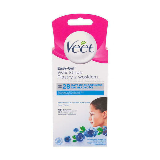 Veet Easy-Gel Ленти за Обезкосмяване за Лице за Чувствителна Кожа 20бр