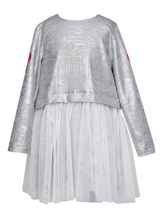 Two In A Castle Kids Dress Grey Melange