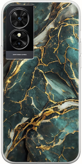 Cracked Marble Gold Teal Tcl 50 Se Flexible Tpu Διάφανη Σιλικόνη