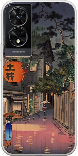 Ukiyo-e Tokyo Rain Street Tcl 505 TPU Flexibil Transparent Silicon