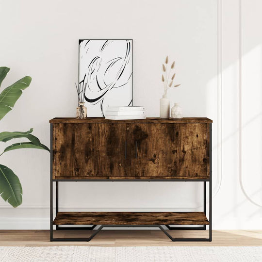 Console Table Wood & Metal Smoked Oak, Brown L100xW35xH74.5cm