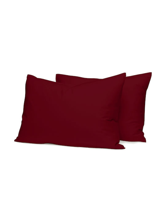 Casa Colori Σετ Μαξιλαροθήκες με Φάσα Bordeaux 50x70εκ.