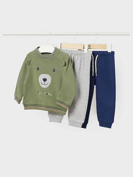 Mayoral Kids Sweatpants Set Green 3pcs