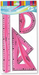 Keyroad Set of 4 Geometric Instruments Plastic Transparent Keyroad Set of 4 Geometric Instruments Plastic Transparent