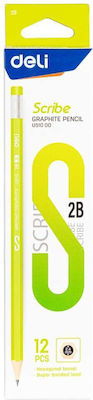 Deli Pencil 2B Set with Eraser Green 12pcs