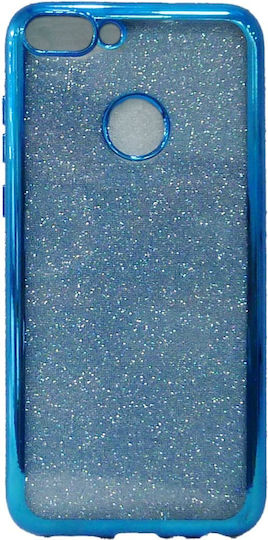 Glitter Strass Задна корица Силикон Син (Huawei P Smart)