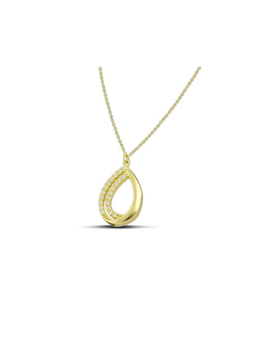 Themelidis Jewels Necklace with design Tear from Gold 14K with Zircon