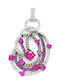 PS Silver Charm με Πέτρες από Ασήμι με Ζιργκόν Φούξια