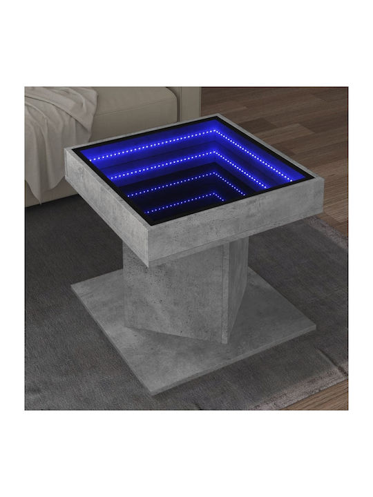 LED Coffee Table Gray 50x50x45 cm Engineered Wo...