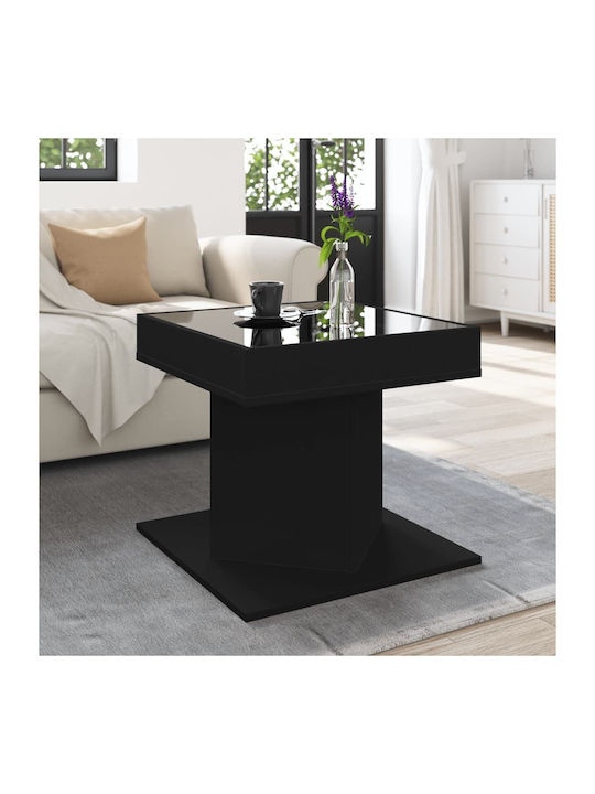 LED Coffee Table Black 50x50x45 cm Engineered W...