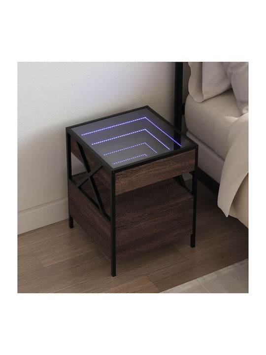 Nachttisch Metall Brown Oak 40x40x51cm