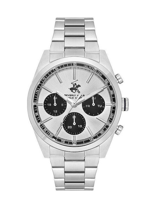 Beverly Hills Polo Club Men's Watch Battery with Silver Metal Bracelet