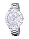 Ladies Womens Watch 39mm Chronograph Battery with Silver Stainless Steel Bracelet