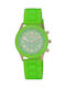 PS Silver Women's Watch with Green Rubber Strap