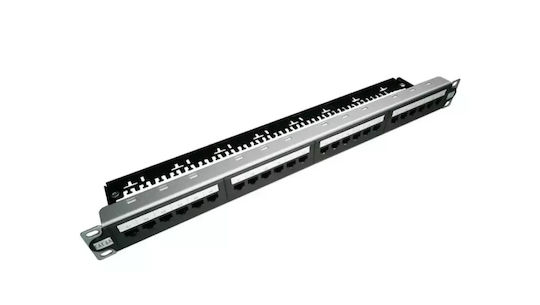 A-LAN Patch Panel για Rack 1U 24 Θυρών cat6a Μαύρο