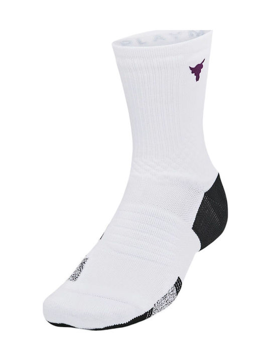 Under Armour Project Rock Ad Playmaker Αθλητικές Κάλτσες Λευκές 1 Ζεύγος
