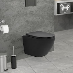 LuxeBath Λεκάνη Κρεμαστή Rimless με Καζανάκι με Κάλυμμα Duroplast Μαύρη 4064649198647