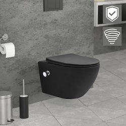 LuxeBath Λεκάνη Κρεμαστή με Καζανάκι με Κάλυμμα Duroplast και Μπιντέ Μαύρη 4064649212237