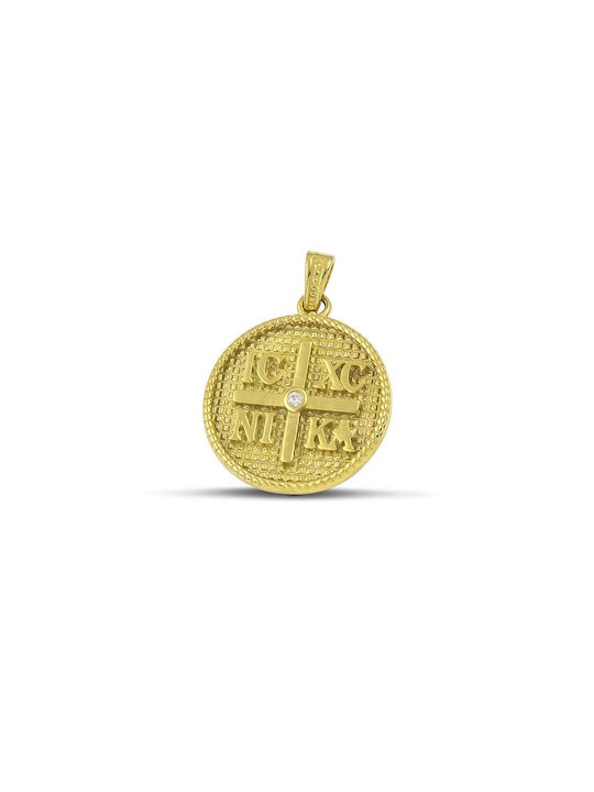 Themelidis Jewels Charm Фулактó Константин с Камъни от Жълто Злато 14 Карата със Зиркон