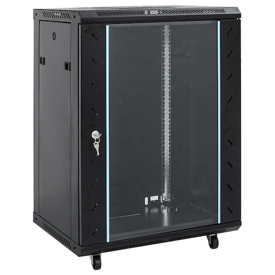 vidaXL Επιδαπέδια Καμπίνα Rack 15U 53x40x80cm Μαύρο 3307629