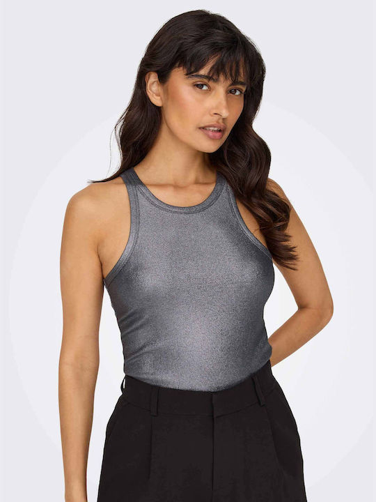 Only Damen Bluse Baumwolle Ärmellos Dark Grey