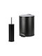 Estia Classic Metallic Bathroom Brush and Trash Can Set Soft Close 5l Black