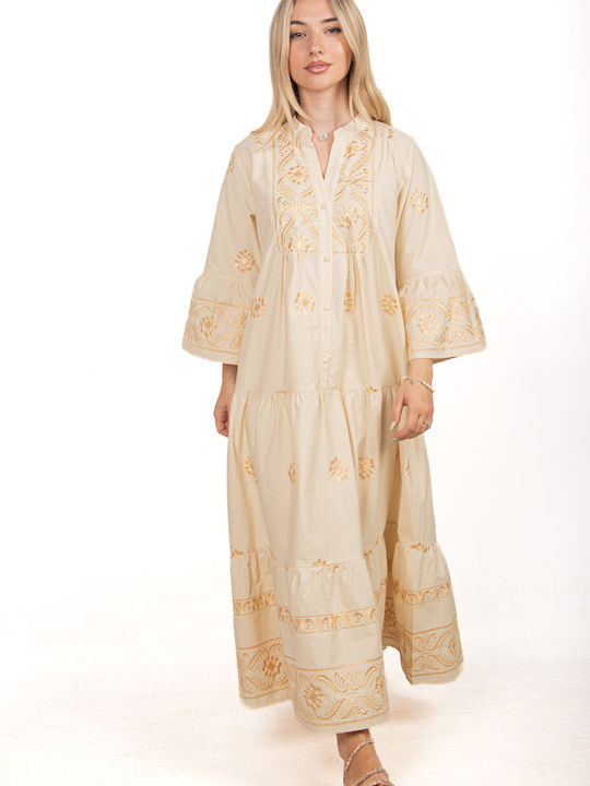 Dress Athena Embroidery Beige