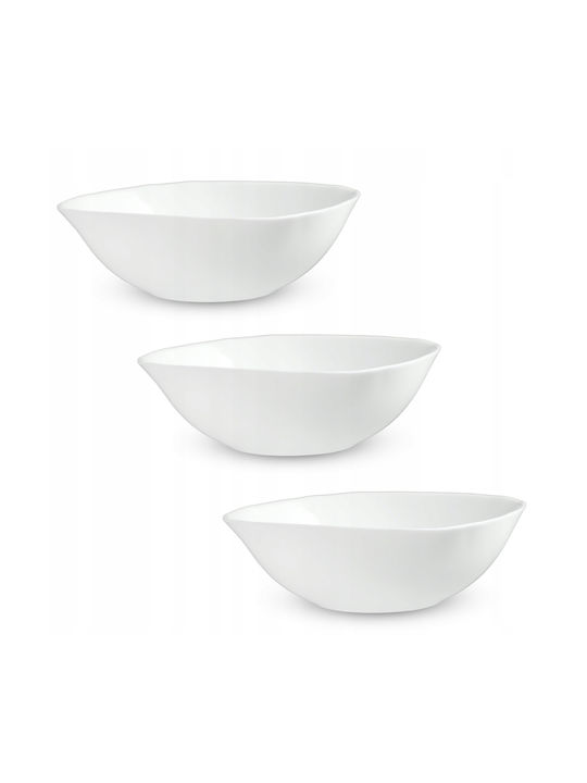 Kadax Serving Bowl Square Glass White 3pcs