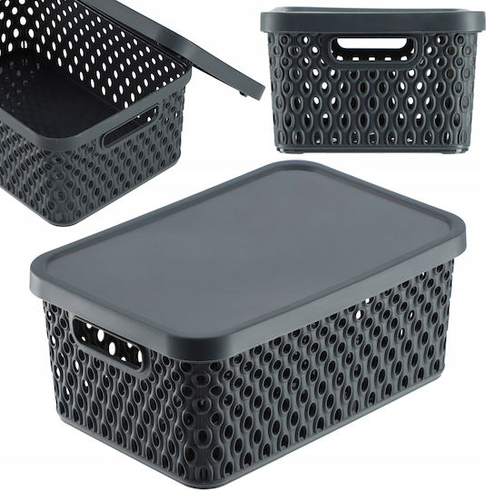 Kadax Coș de Depozitare Plastic cu capac Gri 4.5lt 1buc