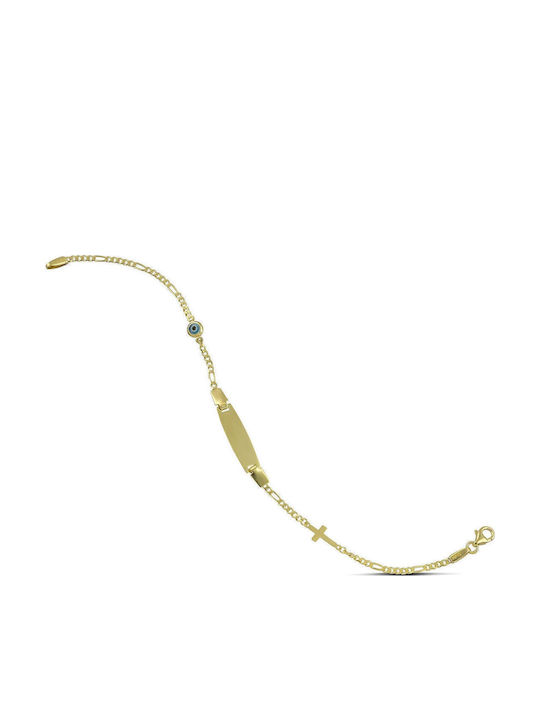 Themelidis Jewels Kids Bracelet ID from Gold 9K with Evil Eye