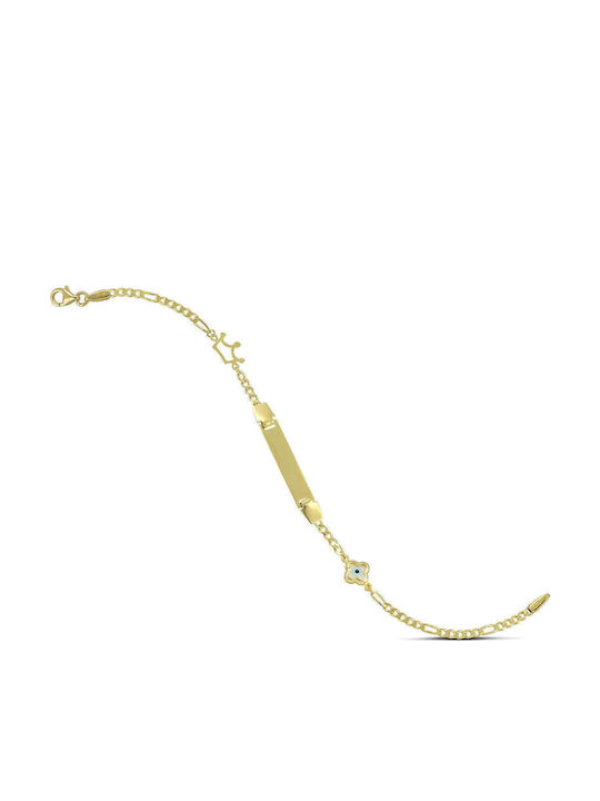 Themelidis Jewels Παιδικό Βραχιόλι Ταυτότητα από Χρυσό 9K με Ματάκι