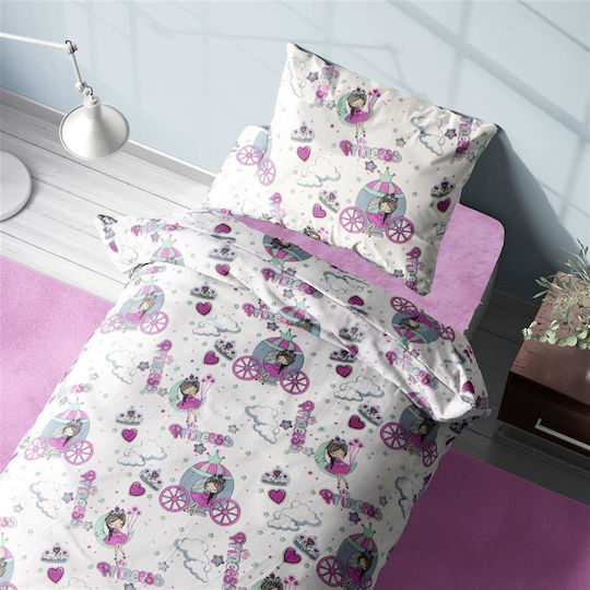 Dimcol Set Für Kinder Princess Weiß-Lila 160x240cm